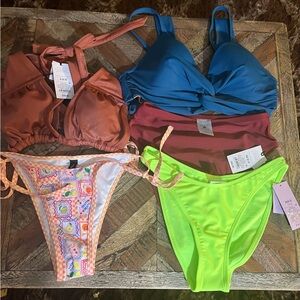 Blue and Green Women's Swimwear Set